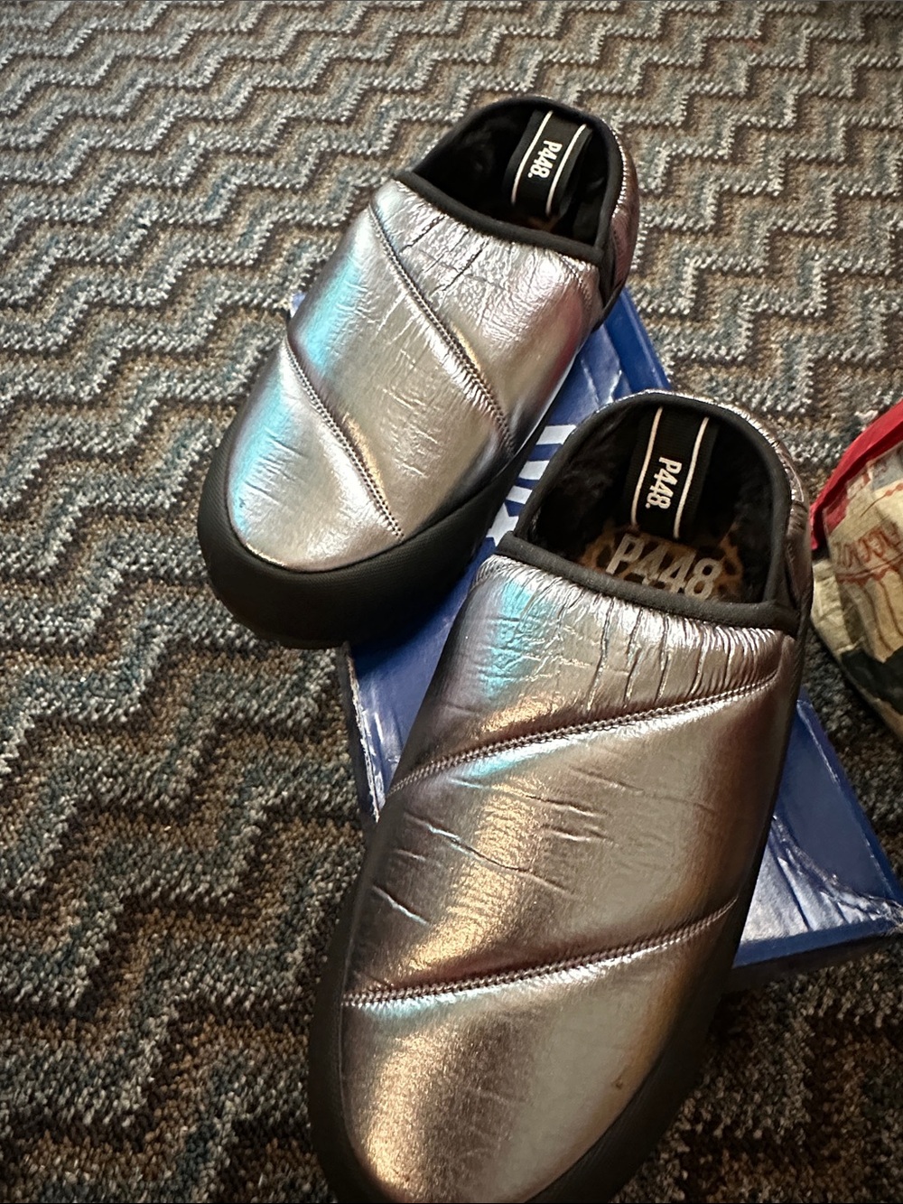 P448 Men’s Metallic Silver Slip-On Loafers